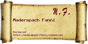 Maderspach Fanni névjegykártya
